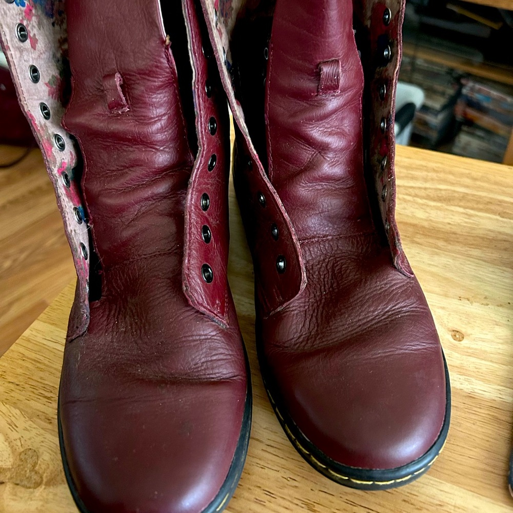 Burgundy color Dr. Martens Stanford style boot. Limited wear. EUC